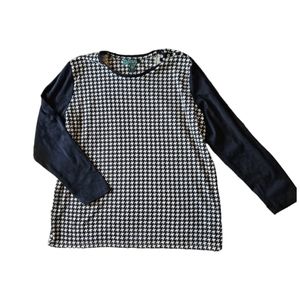 Lauren Ralph Lauren Houndstooth Top with Shoulder Buttons